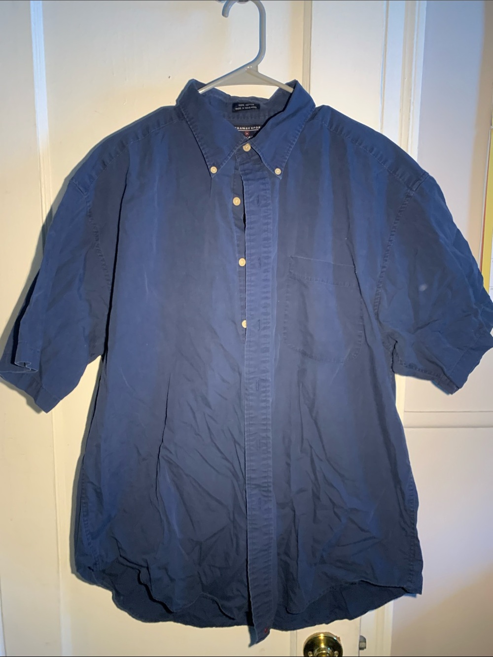 Hathaway Sport Short Sleeve Button-Down in Deep Blue